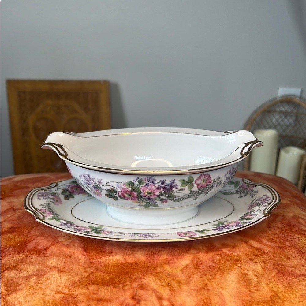 Vintage Noritake ROSELANE 5147 Floral Gravy Boat Dish